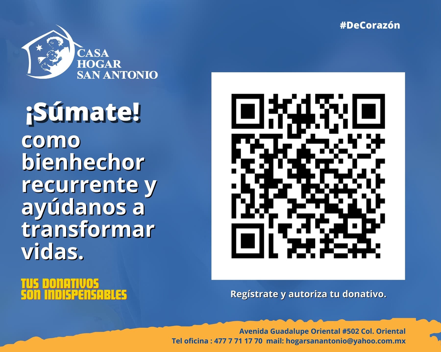 Ingresa a la aplicación mediante el código QR y registra tu donativo recurrente