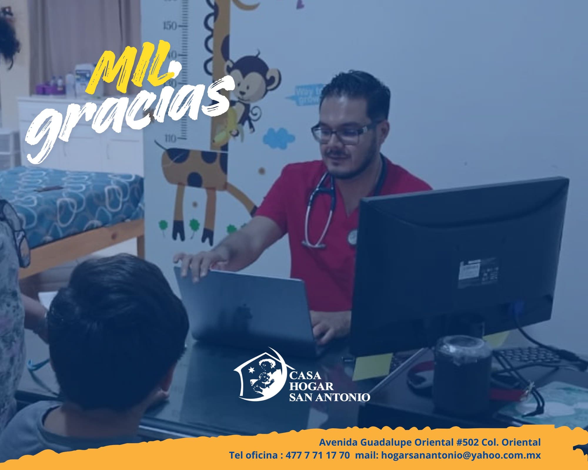 Por estar pendiente de la salud de nuestros niños y adolescentes, por su valioso apoyo con medicamentos, por su inavaluable colaboración para brindarles una infancia sana y feliz